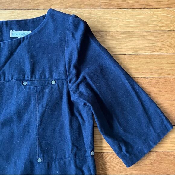 EmersonMade Black Cotton Twill Hardware City Classic Chic Shift Dress Tunic 6 - Picture 4 of 12